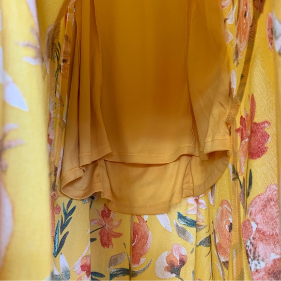 NWT Lulu’s Zinnia Mustard Yellow Floral Print High Low Maxi Dress Large - Picture 7 of 15